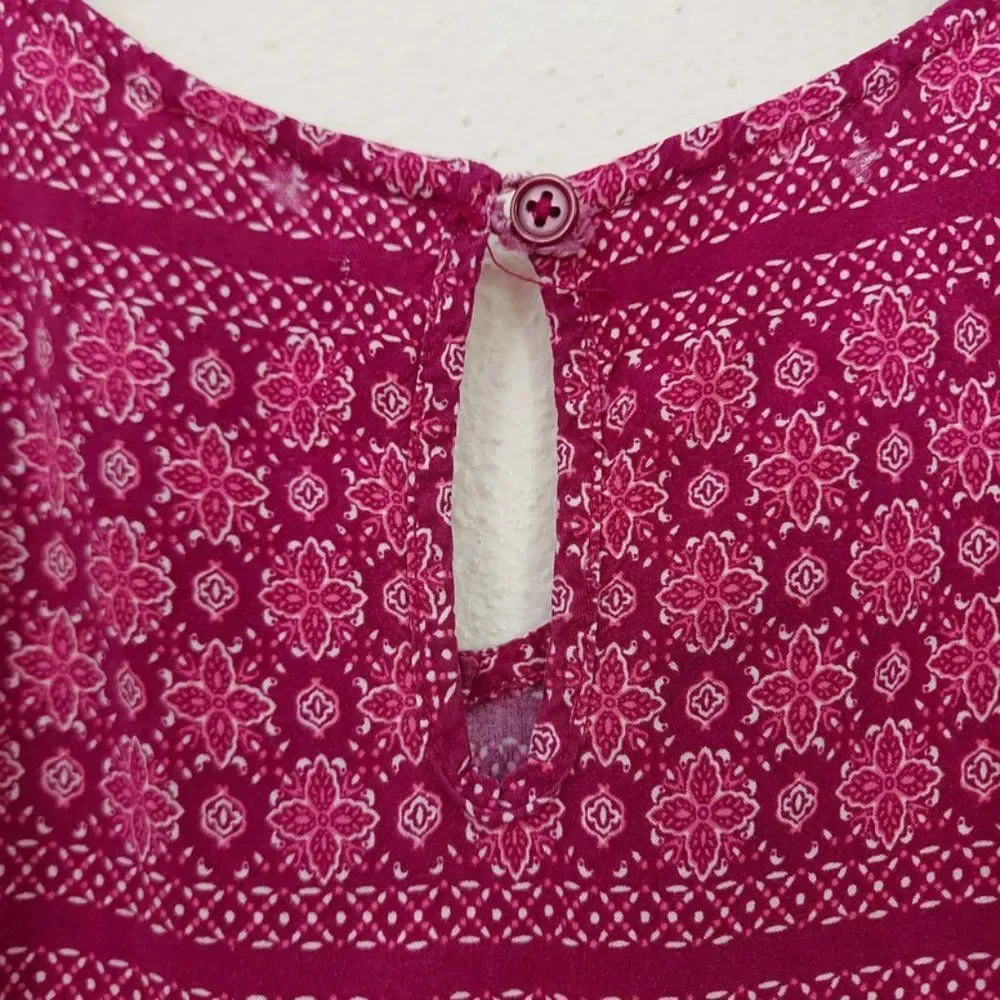 Old Navy Girls Midi Dress Large 10-12 Purple Butterfly Sleeve Floral Casual
